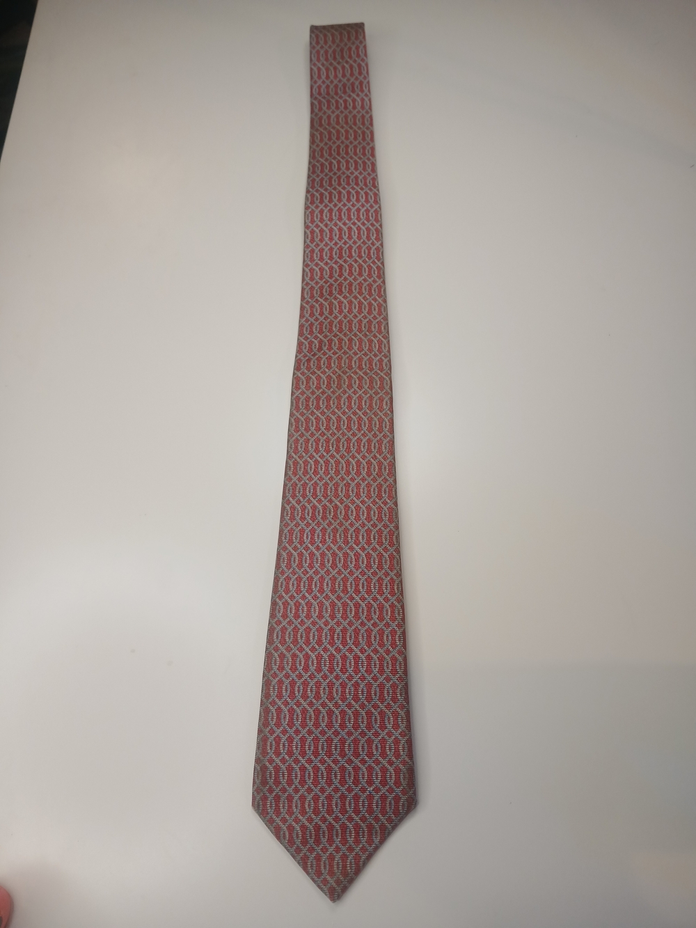 BVLGARI  Red Geometric Pattern Tie